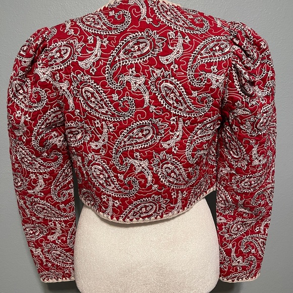 Sea New York Red Paisley Quilted Look Cropped Jacket Artsy Whimsical Chic Small - Picture 5 of 8